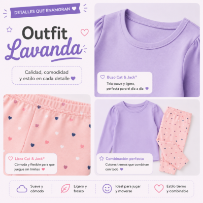 Outfit Lavanda Cat & Jack® para Bebé | 2 Piezas | 12 Meses