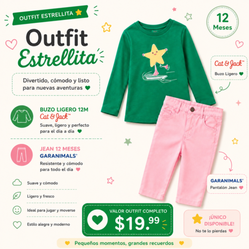 Outfit Estrellita Cat & Jack® + Garanimals® para Bebé | 12 Meses