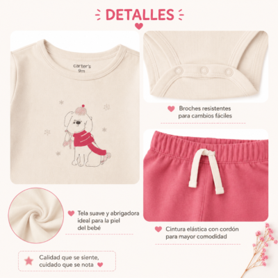 Outfit Dulce y Alegre Carter's para Bebé | 2 Piezas | 9 Meses
