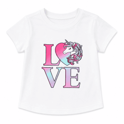 2026/06/1000022970.png Blusa Blanca Garanimals con Estampado LOVE y Unicornio para Niña – Talla 2
