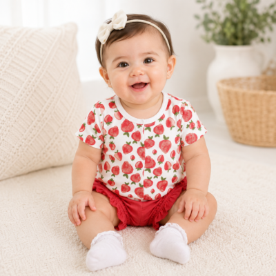 Body Baby On Board para Bebita 3 a 6 Meses con Estampado de Fresas