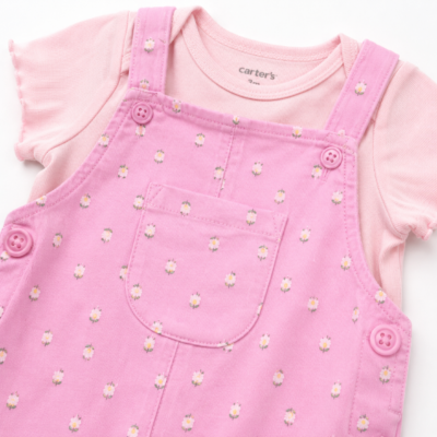 Conjunto Carter's para Bebita 3 Meses | Camiseta y Overol Rosa