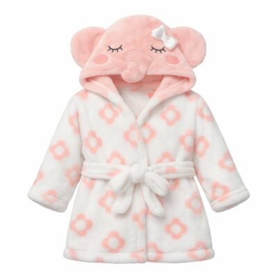 Bata de baño Afelpada para bebita 0/6 Meses con Capucha