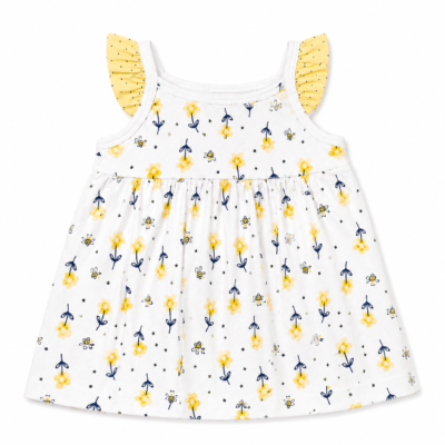 Conjunto de 3 Piezas para Bebita | Vestido, Cubrepañal y Sombrero | 6-9 Meses