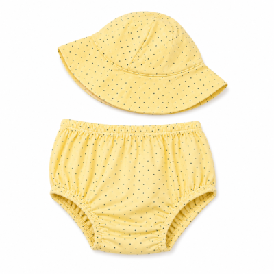 Conjunto de 3 Piezas para Bebita | Vestido, Cubrepañal y Sombrero | 6-9 Meses