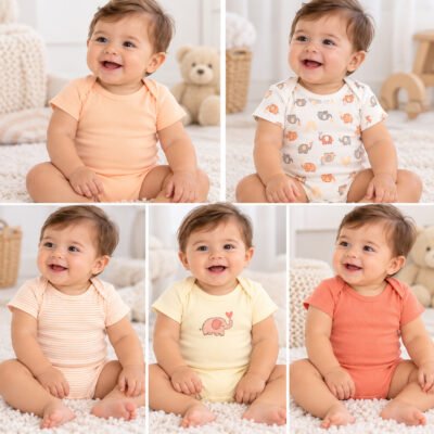Set de 5 Bodies para Bebé – Charlotte & Star 6–9 Meses