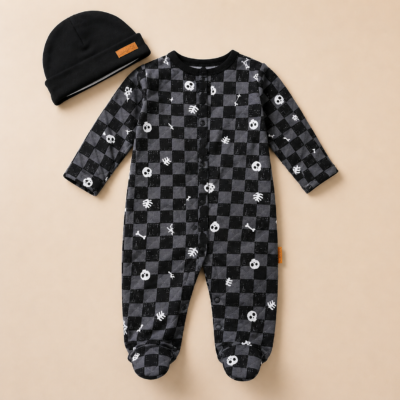 2026/06/529180.png Conjunto Lila & Jack para Bebé Niño 6 Meses Mono con Gorro Gris y Negro
