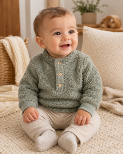 Suéter Afelpado Carter's Verde Salvia para Bebé 9 Meses