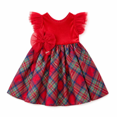 Vestido Princesa Barbie Escocés Rojo Talla 3