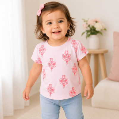 Camiseta Cat & Jack para Niña 18 Meses con Estampado Floral