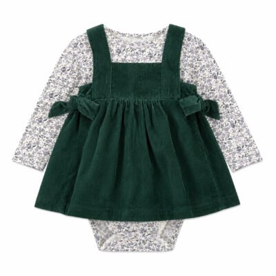 Vestido Carter's para Bebé Niña | Vestido de Pana Verde con Body Floral | 6 Meses