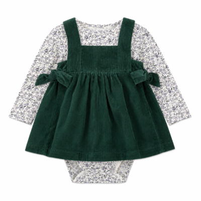 Vestido Carter's para Bebé Niña | Vestido de Pana Verde con Body Floral | 6 Meses