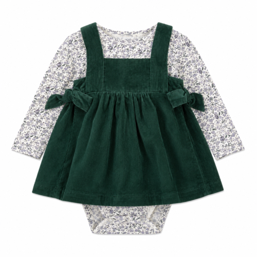 Vestido Carter's para Bebé Niña | Vestido de Pana Verde con Body Floral | 6 Meses