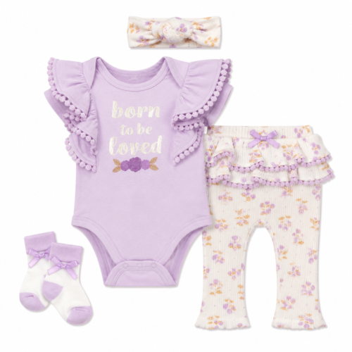 Set Catherine Malandrino Baby 4 Piezas para Bebita | 3–6 Meses