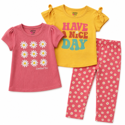 2026/07/1000136357.png Set de 3 Piezas Limited Too para Niña Talla 4 – Camisetas y Leggings con Flores