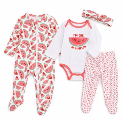 Conjunto para Bebé 4 Piezas para bebita de 6–9 Meses