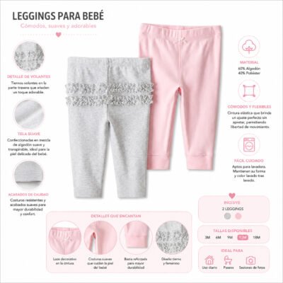 Set de 2 Licras Carter's Dulces Detalles para bebita
