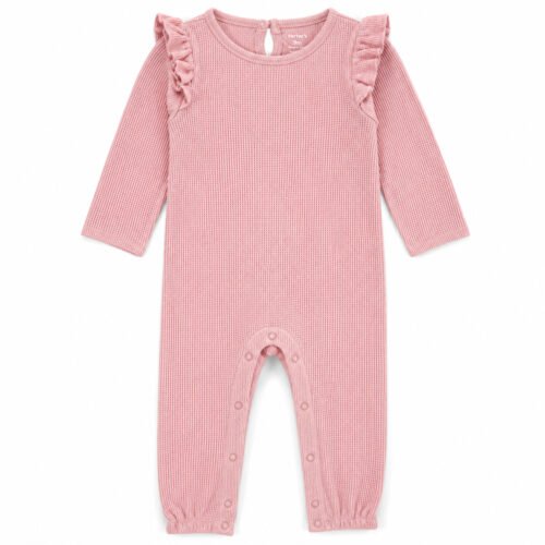 Enterizo para Bebita Manga Larga con Olanes | Rosa Pastel | 9 Meses