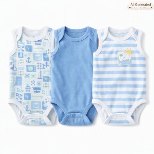 Set de 3 Bodys Sin Mangas Millie & Miles® para Bebé Niño – 6-9 Meses