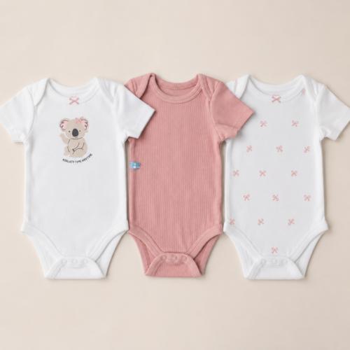 Set de 3 Bodys con Mangas Tipo Camiseta GRACO para Bebé Niña 6-9 Meses