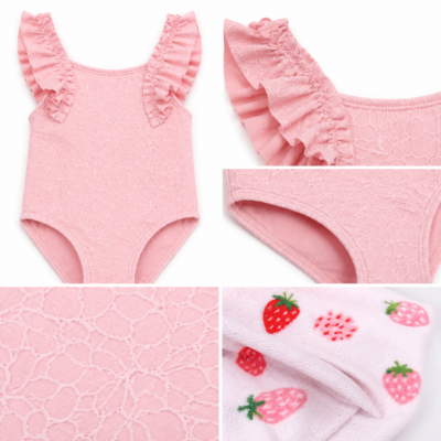 Traje de Baño con Toalla para Bebé Niña Rosa | UPF 50+ | 18 Meses