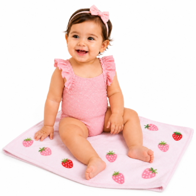 Traje de Baño con Toalla para Bebé Niña Rosa | UPF 50+ | 18 Meses