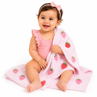 Traje de Baño con Toalla para Bebé Niña Rosa | UPF 50+ | 18 Meses