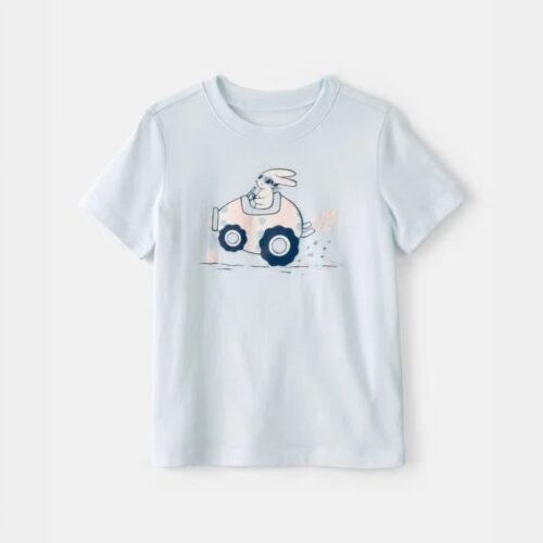 Camiseta Carter's Celeste con Conejito en Auto – Talla 2T