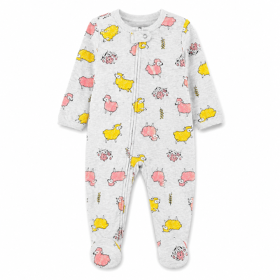 Pijama Enterizo Child of Mine by Carter's para Bebé Niña con Piecitos | Ovejitas | 12 Meses