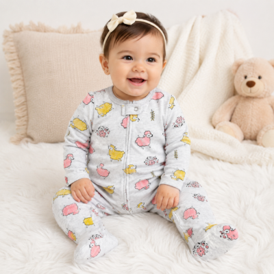 Pijama Enterizo Child of Mine by Carter's para Bebé Niña con Piecitos | Ovejitas | 12 Meses