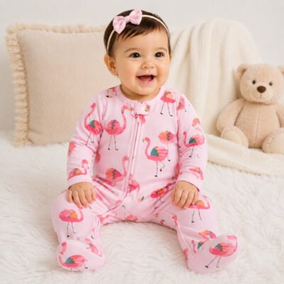 Pijama Enterizo Child of Mine by Carter's para Bebé Niña | Flamencos | 12 Meses