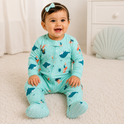 Pijama Enterizo Child of Mine by Carter's para Bebé Niña | Sirenas y Ballenas | 12 Meses