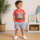 Conjunto Mick Mack para Niño | Camiseta Coral y Short a Rayas | Talla 3T