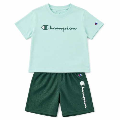 Conjunto Champion para Niño | Camiseta y Short Deportivo | Verde Menta | 2 Años