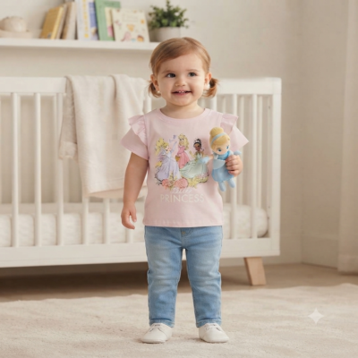 2026/07/758297.png Camiseta Disney Princesas para bebé niña – Rosa | 12 meses