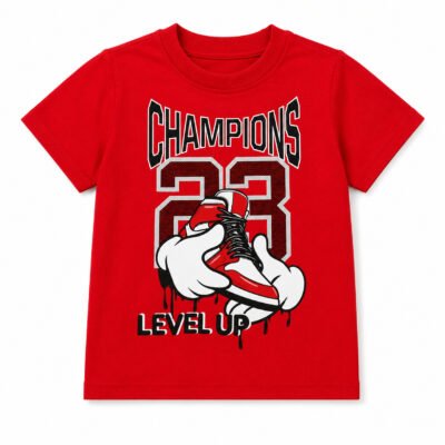 Camiseta Infantil Roja "Champions 23 Level Up" – Talla 4
