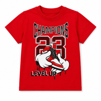 Camiseta Infantil Roja "Champions 23 Level Up" – Talla 4
