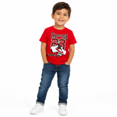 Camiseta Infantil Roja "Champions 23 Level Up" – Talla 4