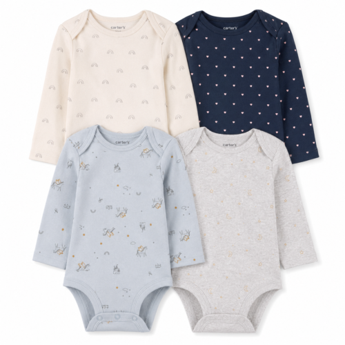 Set de 4 Bodys Carter's para Bebita 12 Meses