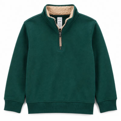 Suéter Polar Carter's Niño Verde con Forro Sherpa y Cierre 1/4 – Talla 8