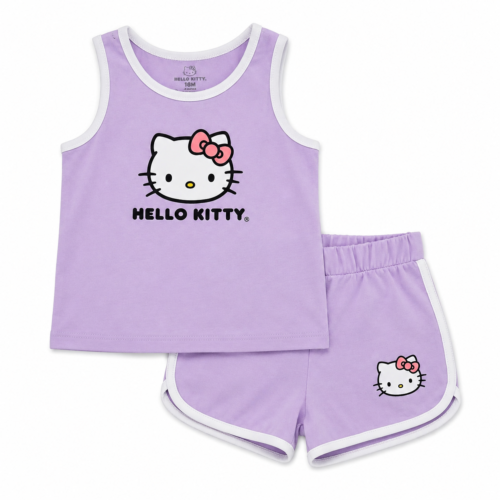 Conjunto Hello Kitty para niña 2 piezas lila con short | Talla 18 meses