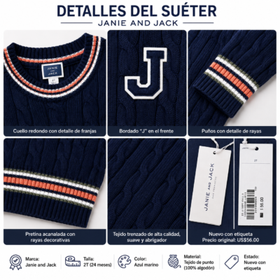 Suéter Tejido Janie and Jack Azul Marino | Talla 2T