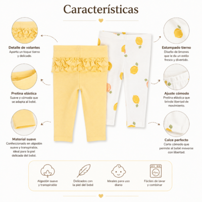 Set de Leggings para Bebé 2 Piezas – Carter’s 0–3 Meses