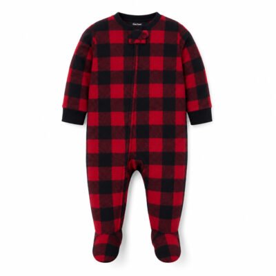 Pijama Gerber para Bebé – Polar Rojo y Negro de Cuadros