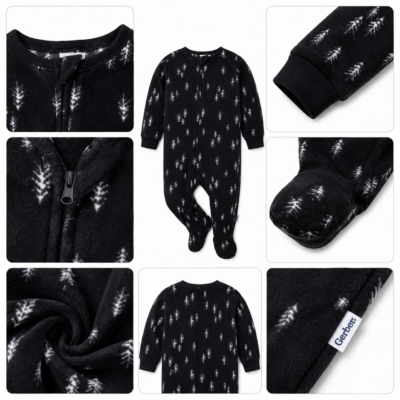Pijama enterizo polar para bebé 18 meses con pies – Bosque negro