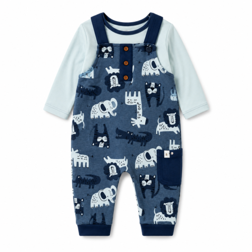 2026/08/1042345.png Conjunto Kiabi para Bebé Niño 24 Meses – Overol con Estampado de Dinosaurios