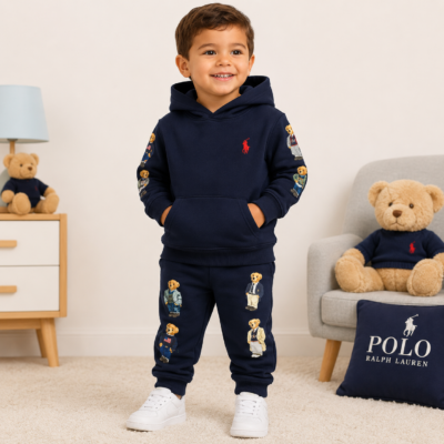 Conjunto Polo Ralph Lauren para Niño 2/3 Años – Sudadera con Capucha y Pantalón Estampado