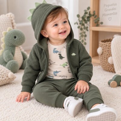 Conjunto Carter’s de 3 Piezas para Bebé – Dinosaurios
