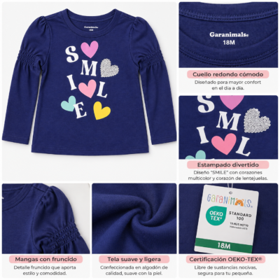 Blusa Garanimals Manga Larga "Smile" | 18 Meses
