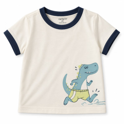 Camiseta Carter’s para niño color crema con estampado de dinosaurio